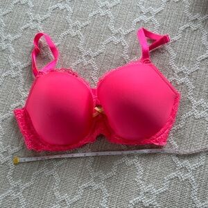 Victoria's Secret Hot Pink/coral /neon  Lace Bra 32DD